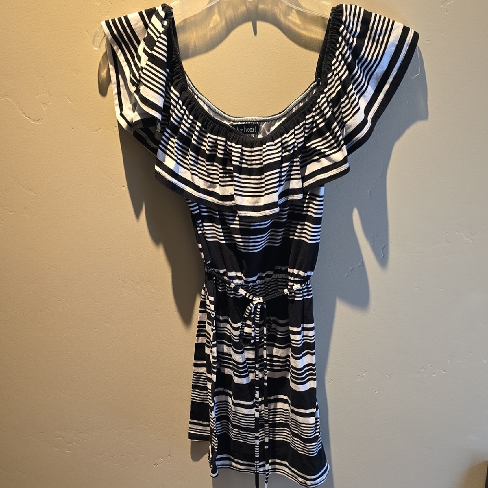 Derek Heart Black and White Striped Top
